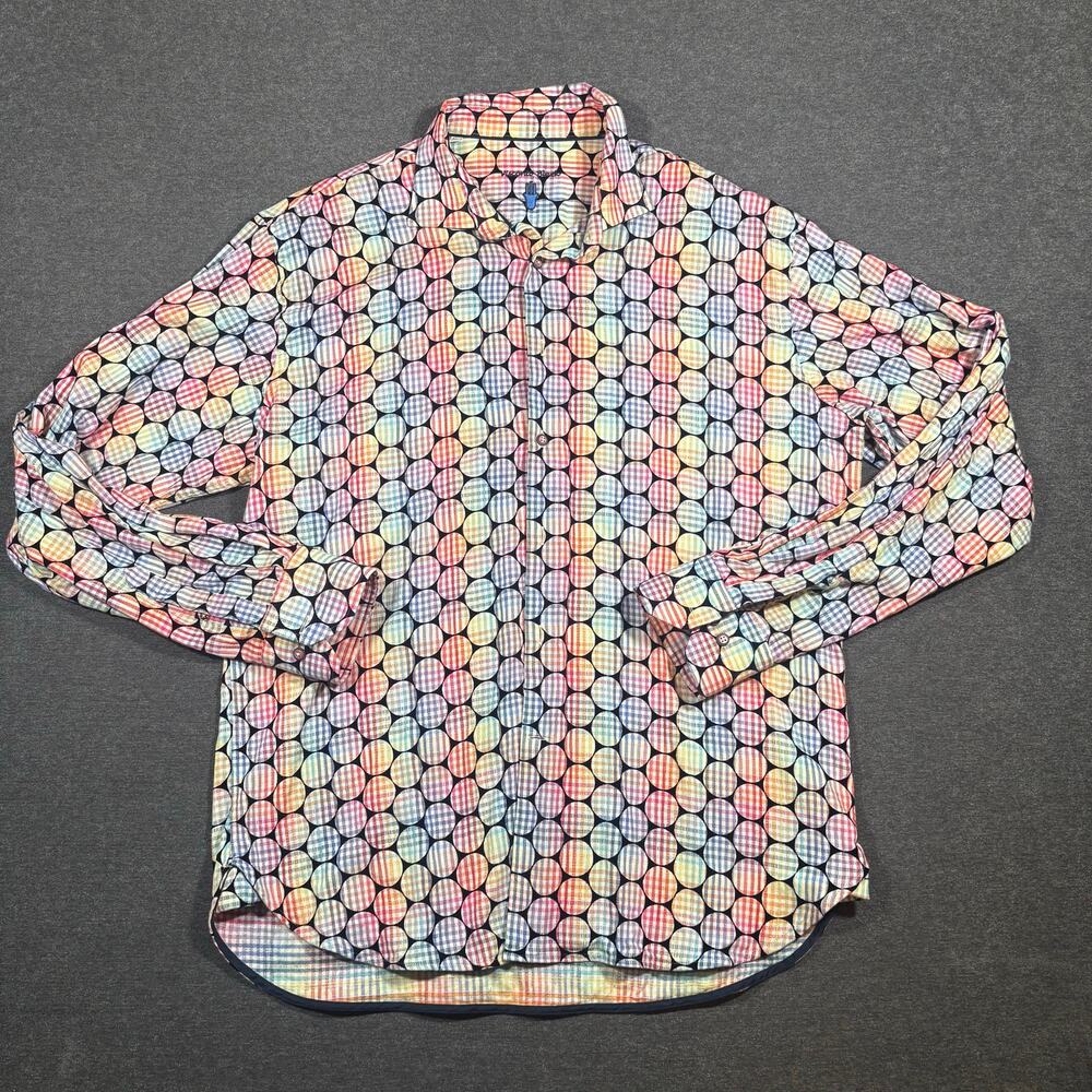 Luchiano Visconti Black Shirt Colorful Abstract Long Sleeve Button Up Men’s XL